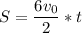 S=\dfrac{6v_{0}}{2} *t