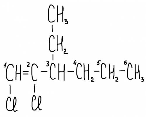 1,2 дихлор 3 этилгексен 1 составьте структурную формулу
