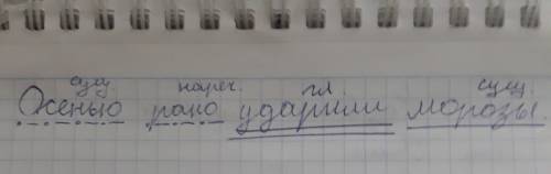 Нужен синтасический разбор : осенью рано ударили морозы. как это?