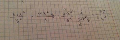 Представьте в виде дроби выражения 21x^3/y^2: (14x^2y)