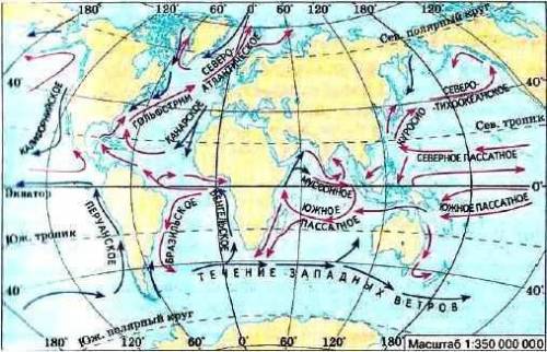 На примере атлантического океана составьте схему поверхностных течений.