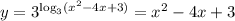 y=3^{\log_3(x^2-4x+3)}=x^2-4x+3