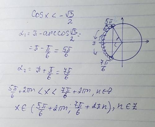 Cosx< -1/√3 решите тригонометрические уравнения