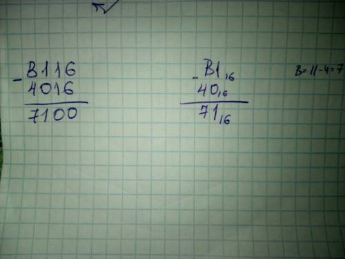 Если числа в шестнадцатеричной системе счисления имеют вид b116 и 4016, то их разность в десятичной