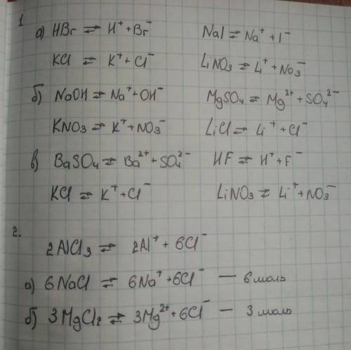 1) у водному розчині містяться йони: а)h⁺; ci⁻; na⁺; no₃⁻4 б)oh⁻; k⁺; so₄²⁻; li⁺; в)ba²⁺; ci⁻; h⁺; n