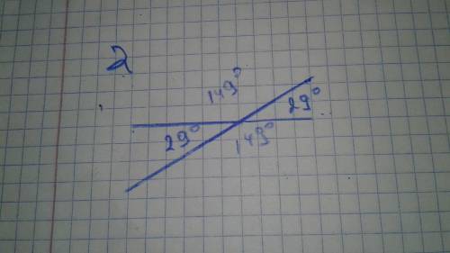 Найдите углы, образованные при пересечении двух прямых, если один из них равен 29^0