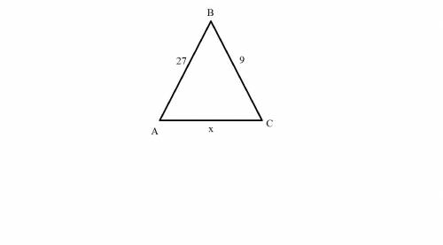 Втреугольнеке авс сторона ав ровна 27см и она больше стрроны вс в 3 раза.найдите длину стороны астес