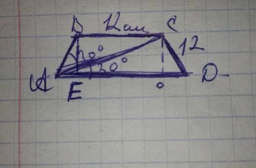 Діагональ рівнобічної трапеції ділить навпіл її гострий кут, який дорівнює 60 градусів. знайти перим