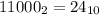 11000_{2} = 24_{10}