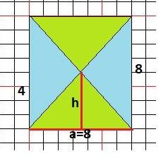 Лист бумаги квадратной формы со стороной 8 см разрезали на 4 равных треугольника. найди площадь одно