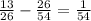 \frac{13}{26} - \frac{26}{54} = \frac{1}{54}