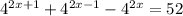 4^{2x+1}+4^{2x-1}-4^{2x}=52