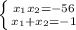 \left \{ {{x_{1}x_{2}=-56} \atop {x_{1}+x_{2}=-1}} \right.