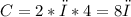 C = 2 * π * 4 = 8π