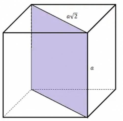 Обьем куба = 8 дм квадратных. найти площадь диагонального перериза куба. решить.