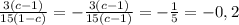 \frac{3(c-1)}{15(1-c)}= -\frac{3(c-1)}{15(c-1)}=- \frac{1}{5}=-0,2