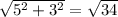 \sqrt{5^{2}+3^{2}} = \sqrt{34}