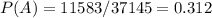 P(A)=11583/37145=0.312