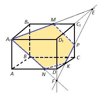 Построить сечение кубаabcda1b1c1d1 проходящее через точки a1 m n, m принадлежит b1 c1, n принадлежит