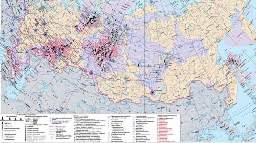 Карта россии месторождениями полезных ископаемых, являющихся топливом. ! ​