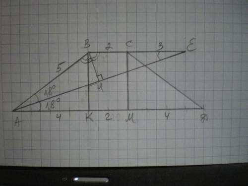 Вравнобедренной трапеции авсд основания ад и вс равны 10 см и 2 см соответственно, а боковые стороны