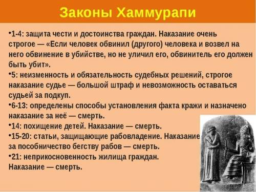 Закони хамурапі скласти розповідь про правове становище вавелона