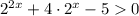 2^{2x}+4 \cdot 2^x-50