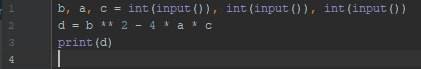 D=b**2-4ac в питоне как решить напишите программу плз