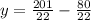 y = \frac{201}{22} - \frac{80}{22}