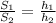 \frac{S_{1}}{S_{2}} =\frac{h_{1}}{h_{2}}