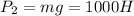 P_{2}= mg = 1000H