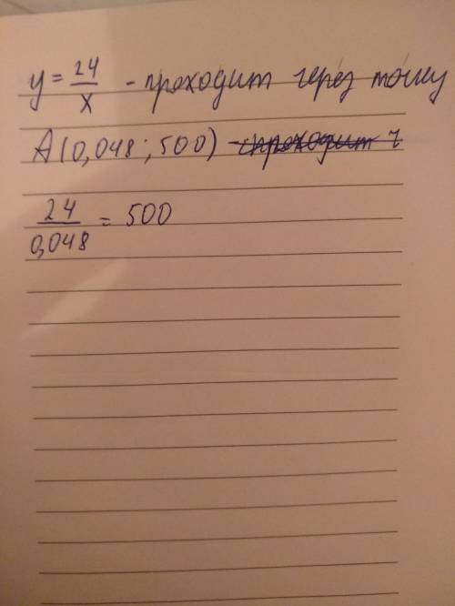 Проходит ли график функции у=24/х через точку а(0,048; 500)