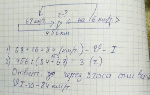 Два автомобиля, расстояние между которыми 456 км, выехалиодновременно навстречу друг другу из двух г