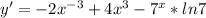 y'=-2x^{-3}+4x^{3}-7^{x}*ln7