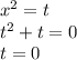 x^2=t\\t^2+t=0\\t=0