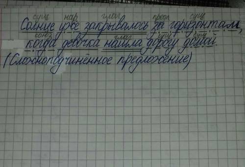 Солнце уже закрывалось за горизонтам когда девочка нашла дорогу домой разобрать полностью