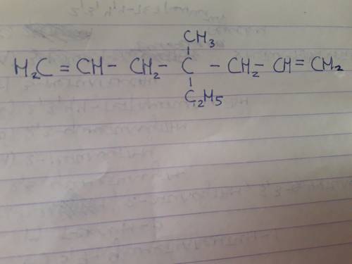 Напишите структурные формулы следующих соединений. 4-метил-4-этил-гептадиен-1,6