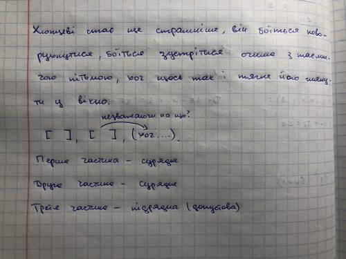 Зобразити схему складноi синтаксичнoi конструкціi хлопцеві стає ще страшніше, він боїться поворухнут