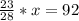 \frac{23}{28}*x=92