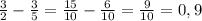 \frac{3}{2} - \frac{3}{5} = \frac{15}{10} - \frac{6}{10} = \frac{9}{10} = 0,9