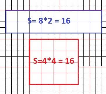 Начертите квадрат со стороной 4 см.начертите прямоугольник,площадь которого равна площади заданного