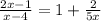 \frac{2x-1}{x-4}=1+\frac{2}{5x}