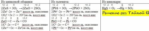 Написать реакции получения металлов из галенита, киновари и цинковой обманки составить овр