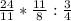 \frac{24}{11} * \frac{11}{8} : \frac{3}{4}