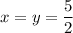 x=y=\dfrac{5}{2}