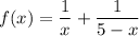 f(x)=\dfrac{1}{x}+\dfrac{1}{5-x}