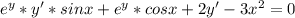 e^{y}*y'*sinx+e^{y}*cosx+2y'-3x^{2} =0