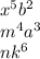 x^5b^2\\m^4a^3\\nk^6