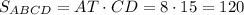 S _{ABCD} = AT \cdot CD = 8 \cdot 15 = 120