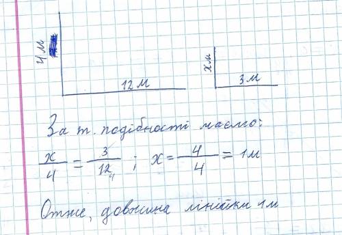 Усонячний день довжина тіні від лінійки дорівнює 3м а тіні від стовпа 12м знайдіть довжину лінійки я